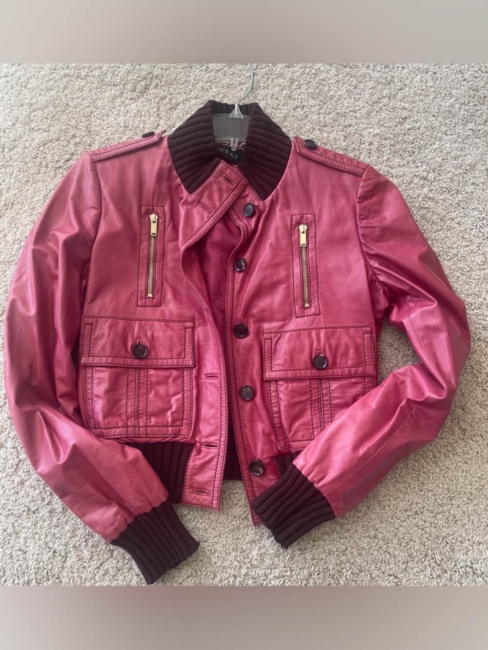 RARE ICONIC VINTAGE GUCCI BOMBER JACKET MADONNA PINK SZ 40 IT COACHELLA WOW!